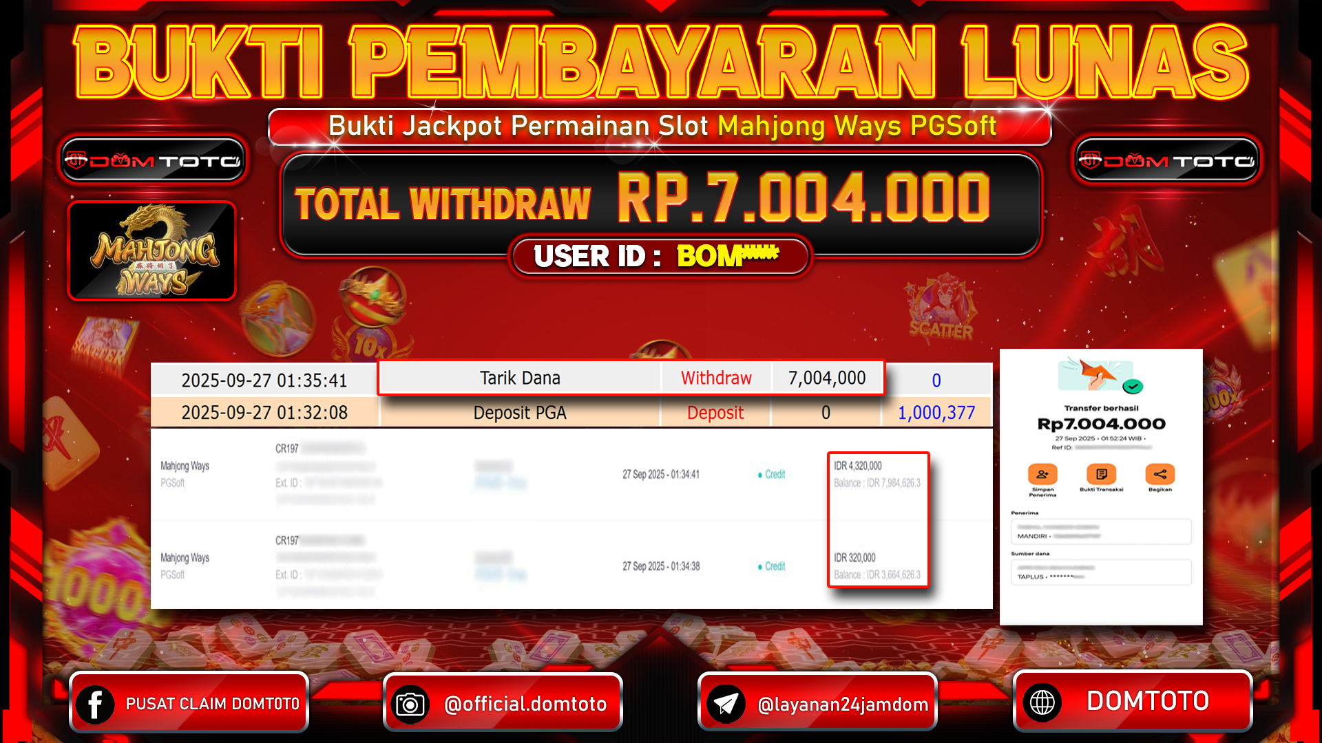 JACKPOT SLOT Mahjong Ways PGSoft 27 SEPTEMBER 2025
